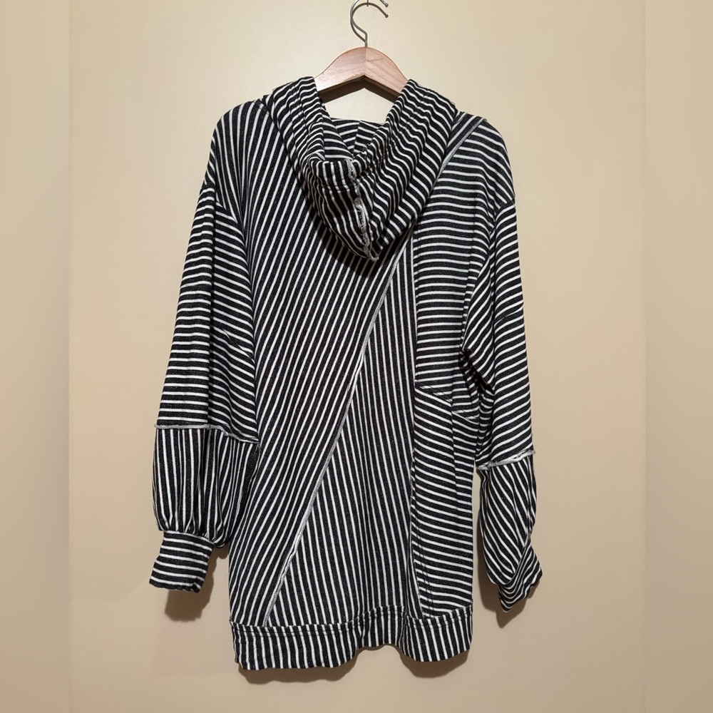 Pilcro Striped Black and Off White Hoodie - Picture 4 of 7